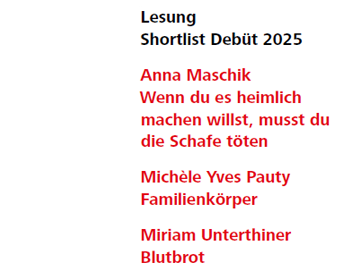 Österreichischer Buchpreis / Debütpreis 2025